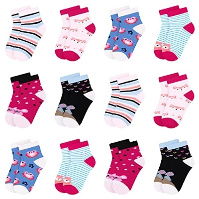 Abbildung von L&amp;K II 12er Kinder Jungen socken mit niedlichen Mustern Sneakersocken Kids Füßlinge aus Baumwoll Streifen 2810 35 38