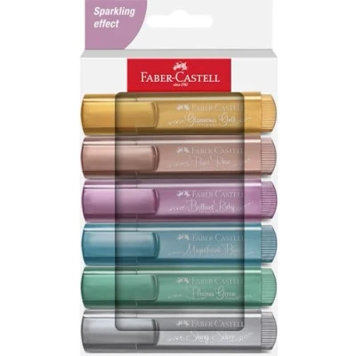 Abbildung von FABER CASTELL 254676 Textmarker Set 46, 6er Etui, Metallic Farben, mit langlebiger Keilspitze, Strichbreite 1 5 mm, nachfüllbar