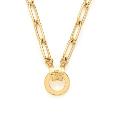 Abbildung von JEWELS BY LEONARDO Halskette Clip &amp; Mix Estrella Paperclip Kette aus goldfarbenem Edelstahl ovalen Ketten Gliedern im Chunky Look 45 cm Länge Geschenk Damen Schmuck 021614