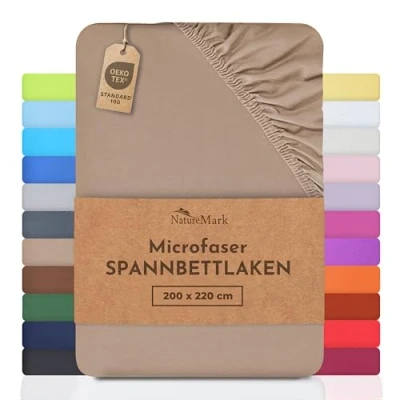 Abbildung von NatureMark Mikrofaser SPANNBETTLAKEN zum Sparpreis! viele Größen und Farben Markenware (Sand/Beige, 200x220 cm)