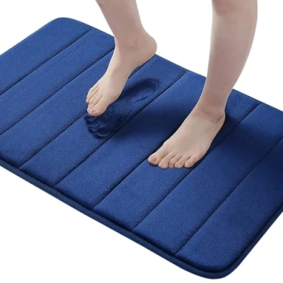 Abbildung von Homaxy Memory Foam Badezimmer Badteppich Saugfähige Rutschfester Badvorleger Waschbar Badematte 51 x 76 cm, Marineblau