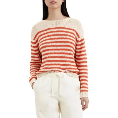 Abbildung von Marc O&#039;Polo Longsleeve BOAT NECK Strickpullover Stripe natural cotton, Damen, Größe: XS, cotton