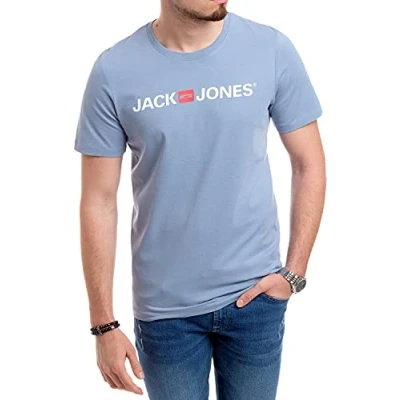 Abbildung von JACK &amp; JONES Herren Jjecorp Logo Tee Ss Crew Neck Noos T Shirt (Faded Denim, XXL)