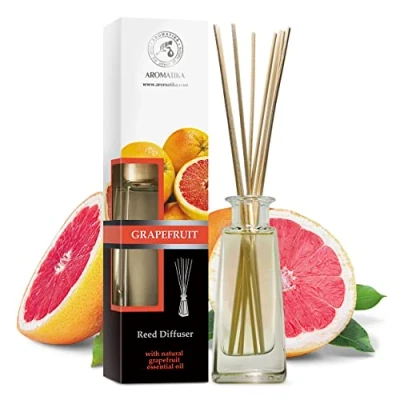 Abbildung von Raumduft Reed Diffuser Grapefruit 100ml mit 8 Stäbchen Intensiv &amp; Langanhaltend Natürliche Raumdüfte 0% Alkohol fur Raum Küche Baden Zuhause Boutique Spa Fitnessclub Aromatherapie