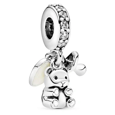 Abbildung von PANDORA Moments Baby Teddybär Charm Anhänger Sterling Silber, Cubic Zirkonia, Emaille 792100CZ