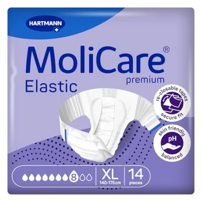 Abbildung von MoliCare Premium Elastic Slip: bei schwerer Inkontinenz für Frauen und Männer; 8 Tropfen, Gr. XL, (140 175 cm Hüftumfang), 14 Stück