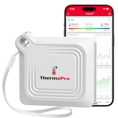 Abbildung von ThermoPro hygrometer Thermometer Bluetooth 80M Feuchtigkeitsmessgerät Raumthermometer Innen mit APP Datenexport &amp; speichern Thermo Digital für Innenraum Büro Weinkeller Gewächshaus TP351