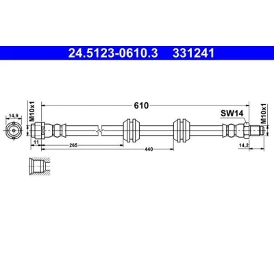 Abbildung von ATE 24.5123 0610.3 Bremsschläuche 610 M10x1 MERCEDES BENZ: ML Class