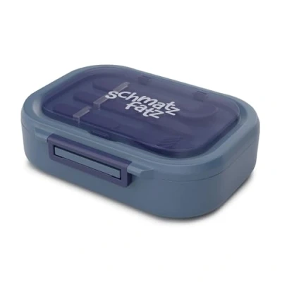 Abbildung von schmatzfatz Brotdose BPA Freie Bento Box Für Kinder, 3 Fächer, Spülmaschinenfest, Inkl. Besteck, Snackbox Mit Fächern, Porzellanblau, Langlebig Und Leicht, Perfekt Kindergarten Reisen