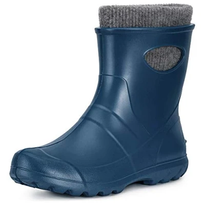 Abbildung von Ladeheid Damen Gummistiefel gefüttert und wasserdicht federleichte Eva Gummischuhe Winter LA 750 (Metall Blau, 37 EU)