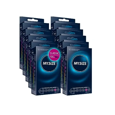 Abbildung von MY.SIZE Classic Kondome Größe 6 I 64 mm Breite 100 Stück Maxipackung Premium extra dünn gefühlsecht hauchzart dünne 0,07 Wandstärke vegan Condoms for men