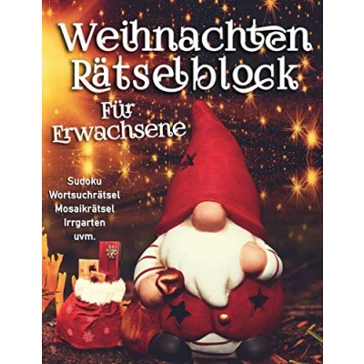 Abbildung von Riesen Weihnachten Rätselblock für Erwachsene: viele Logikrätsel mit Sudoku, Wortsuche, Mosaikrätsel, Irrgarten und mehr Gedächtnistraining Erwachsene Senioren zur Weihnachtszeit