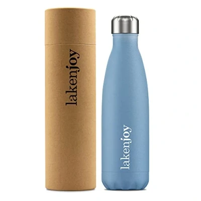 Abbildung von Laken Joy Thermo Wasserflasche, 18/8 Edelstahl Thermosflasche mit Doppelter Isolierung, Schmale Öffnung, 12 Stunden Wärme und 24 Kalt, 500 ml, Blau