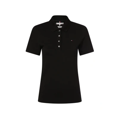 Abbildung von Tommy Hilfiger Damen 1985 Slim Pique Polo SS WW0WW42047 Langarm T Shirt, Schwarz (Black), XXS