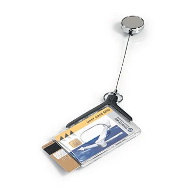 Abbildung von Durable Sicherheitsausweishalter Card Holder Deluxe Pro Duo, für 2 Ausweise, 54 x 85 mm, Bandlänge 80 cm, anthrazit, Packung à 10 Stück, 830858