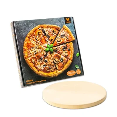 Abbildung von FENNEK XL Pizzastein Ø320 mm Dicke: 20 für Backofen, Steinofen, Kohle Grill, Gas Grill etc. aus hitzebeständigem Cordierit Pizza, Flammkuchen, Brot uvm