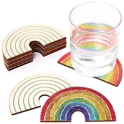 Abbildung von Baker Ross FC764 Regenbogen Untersetzer aus Holz 10er Pack, Basteln für Kinder