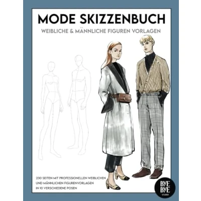 Abbildung von Mode Skizzenbuch: mit weiblichen und männlichen Figuren Vorlagen