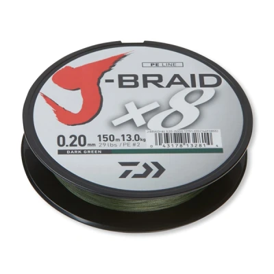 Abbildung von Daiwa J Braid X8 0.20mm 150m d. green Geflochtene Schnur