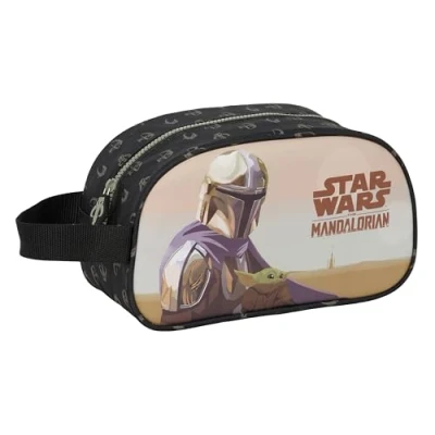 Abbildung von The Mandalorian This is Way Kosmetiktasche für Kinder, mittelgroß, mit Griff, Kinder Kulturbeutel, anpassbar an den Wagen, einfache Reinigung, bequem und vielseitig, Qualität