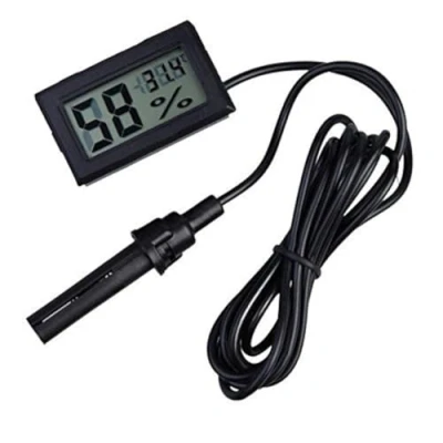 Abbildung von ARCELI 1 STÜCKE 2 in Digital LCD Embedded Thermometer Hygrometer mit Externe für Reptil Inkubator Aquarium Geflügel Schwarz