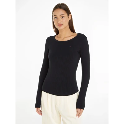 Abbildung von Tommy Hilfiger SLIM Langarmshirt, Damen, Größe: XS, Black