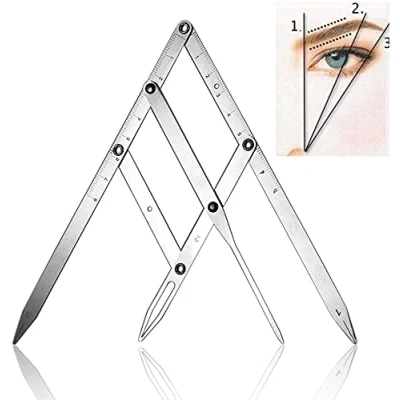 Abbildung von Namvo Augenbrauen Tattoo Lineal Mean Caliper, Edelstahl Faltbare Microblading Permanent Makeup Schablone Wiederverwendbares Messwerkzeug