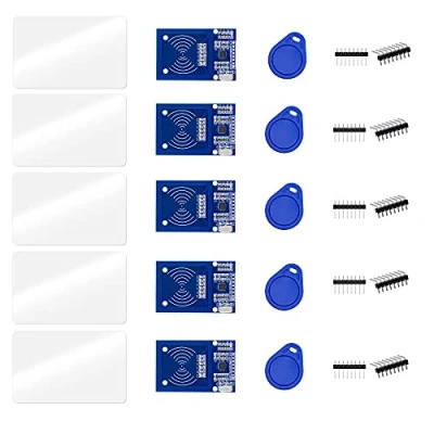 Abbildung von ZkeeShop 5 Stücke RFID Kit mit Reader Sensor Modul, Chip und Card Compatibe für Arduino Raspberry Pi