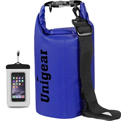 Abbildung von Unigear Dry Bag, Wasserdicht Taschen mit Handytasche und Gurte für Boot Kajak, Angeln, Rafting, Schwimmen, Camping Snowboarden, MEHRWEG