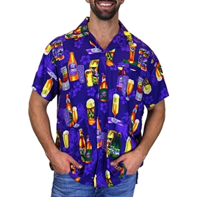 Abbildung von V.H.O. Funky Hawaii Hemd, Herren, Kurzarm, Beerbottle, Violett, XS