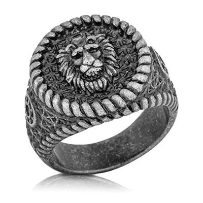 Abbildung von Akitsune Imperator Ring, Herren, Größe: 65, Antique silver