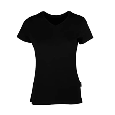 Abbildung von HRM Damen F Luxury V Neck Tee, schwarz, L