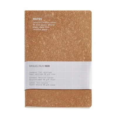 Abbildung von Miquelrius Flexibles Notizbuch, A5 (140 x 200 mm), linierte Innenseite glatt, 48 weiße Blätter 80 g/m², Einband aus recyceltem Leder, Kork