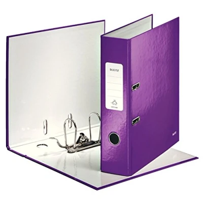 Abbildung von Leitz Qualitäts Ordner 180, A4, 8 cm Rückenbreite, laminierte Graupappe, Violett, WOW Serie, Design kann variieren, 10050062