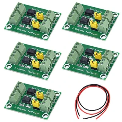 Abbildung von Youmile 5 Stück PC817 2 Kanal Optokoppler Isolationsplatine Spannungswandler 3.6 30 V Treiber Photoelektrisch isoliertes Modul mit 24 AWG Kabel