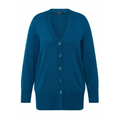 Abbildung von Ulla Popken Strickjacke, Damen, Größe: 58/60, Blaugrün