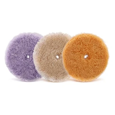Abbildung von SPTA Lammfell pad,Klettverschluss Polierpads, Lammwollhaube, Lammfell, 3tlg 125mm Polieren polierscheibe Polierset Set Wolle pad Lammwolle Klett für Auto poliermaschine