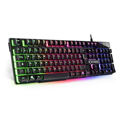 Abbildung von EMPIRE GAMING Neue Gamer Tastatur K300 (AZERTY) 105 halbmechanische Tasten RGB LED Hintergrundbeleuchtung 19 Anti Ghosting 12 Multimedia Shortcuts USB kabelgebunden