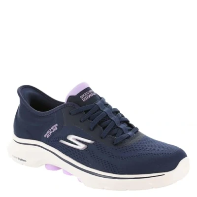Abbildung von Skechers Performance GO WALK 7 LACE UP Walkingschuh, Damen, Größe: 39, Navy/lavender Textil/synthetik