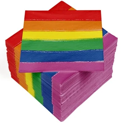 Abbildung von HEKU 100 Servietten, 3 lagig, 33x33cm, Regenbogen, Saugstark und praktisch verpackt, Ideal für Hochzeiten, Jubiläen besondere Anlässe
