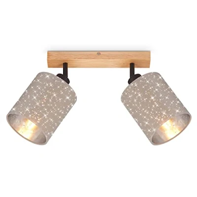 Abbildung von BRILONER Deckenlampe mit Sternenhimmel, schwenkbar, Lampenschirm aus Stoff, Deckenleuchte, Lampe, Wohnzimmerlampe, Schlafzimmerlampe, Küchenlampe, Deckenstrahler, 28,5x13x15,5 cm, Taupe