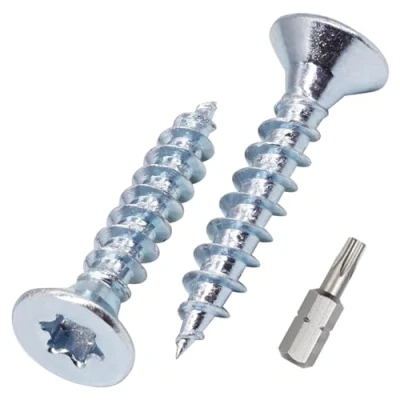 Abbildung von SKIR&#039;CO (50 Stück) Holzschrauben aus verzinktem Stahl, 4,5 x 25 mm, Torx Kopf, Senkkopf, Spanplattenschrauben, Vollgewinde