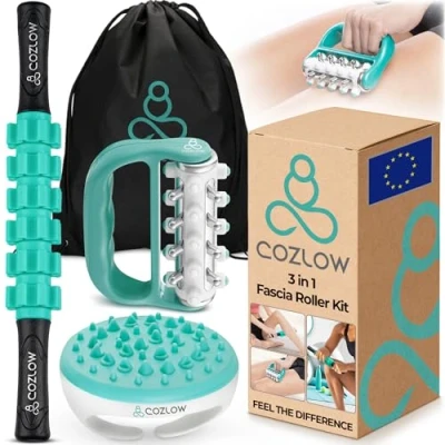 Abbildung von 3 in 1 Faszienroller Set, hilft, das Auftreten von Cellulite zu reduzieren und fördert die Durchblutung, Faszienmassagegeräte für Oberschenkel, Hüften, Arme Körper Cozlow