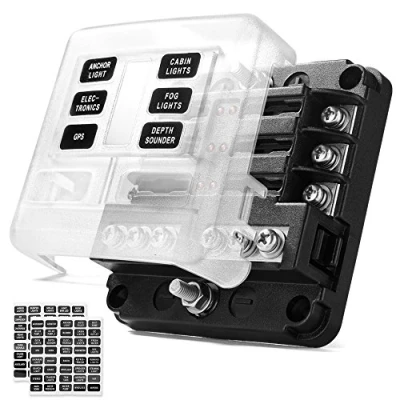 Abbildung von MICTUNING 6 Fach Sicherungshalter, ATO Sicherungskasten mit LED Anzeige Schutzabdeckung für KFZ Boot Marine SUV