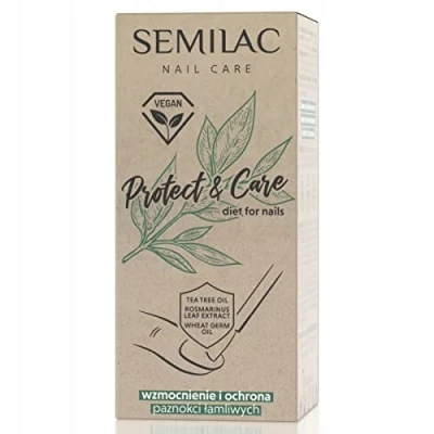 Abbildung von Semilac Nagelhärter Protect &amp; Care zur Stärkung und Schutz brüchigen Nägeln Vegan Formel 7 ml