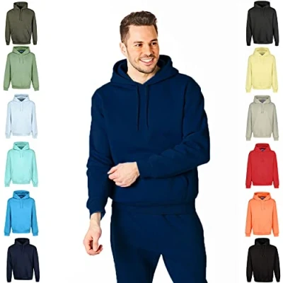 Abbildung von RIPT Herren Essentials by Performance Mens Hooded Soft Touch Lougewear Hoody Kapuzen Sweatshirt, Marineblau, S