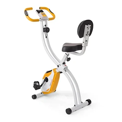 Abbildung von Ultrasport F Bike 200B, Fahrradtrainer, faltbarer Heimtrainer, mit Rückenlehne, LCD Trainingscomputer, maximales Benutzergewicht 110 kg, Herzfrequenzmessung, 8 Widerstandsstufen, Orange