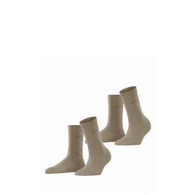 Abbildung von ESPRIT Damen Uni 2 Pack Socken atmungsaktive nachhaltige biologische Baumwolle verstärkte Damensocken hautfreundlich strapazierfähig bequem einfarbig Multipack Paar