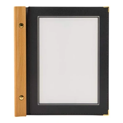 Abbildung von SECURIT Wood Menukarte inkl. 2 dopplete Einlage für Menüs (für 4 Seiten A5), Schwarz, Holz, 1 Einheit