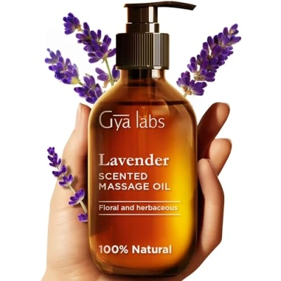 Abbildung von Gya Labs Lavendel Massageöle 100% Reines Natürliches Aromatherapie Massageöl zur Körperentspannung für Männer und Frauen Hergestellt mit Jojoba, Argan